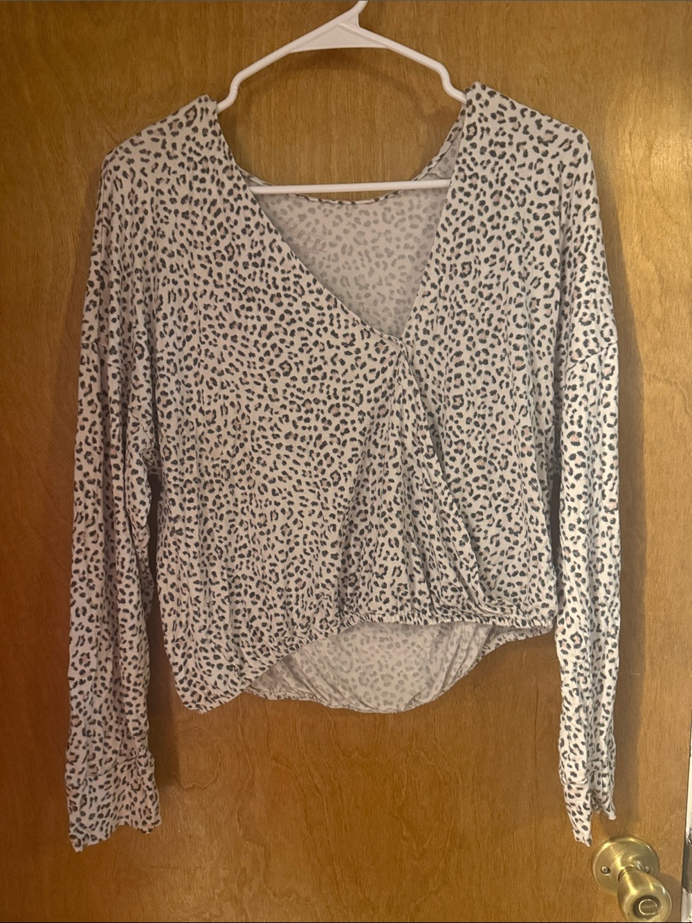 Victoria secret Leopard Print Surplice Long-Sleeve Top - Cream/Black